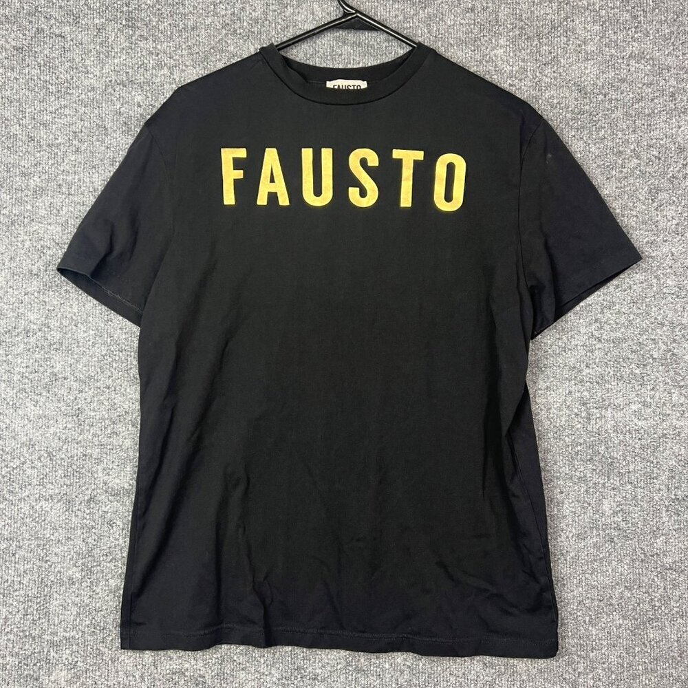Fausto Puglisi Spell Out Logo Short Sleeve T-Shirt Black & Gold Size Small women